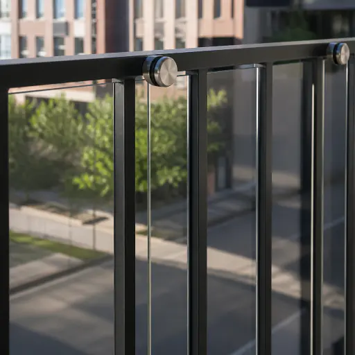 Glasgeländer mit Seitenmontage an Balkonstirnseite