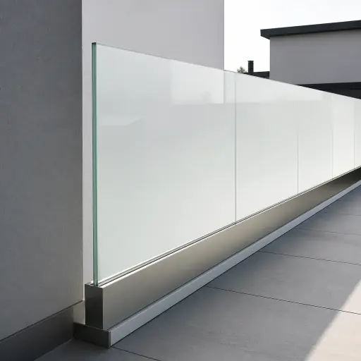 Terrassengeländer mit satiniertem Milchglas für Sichtschutz