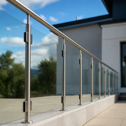 Terrassengeländer aus Glas mit Edelstahlpfosten